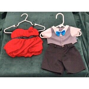 Build-A-Bear Workshop Formal Red Rose Dress & Formal Blue Bowtie Button up Shirt